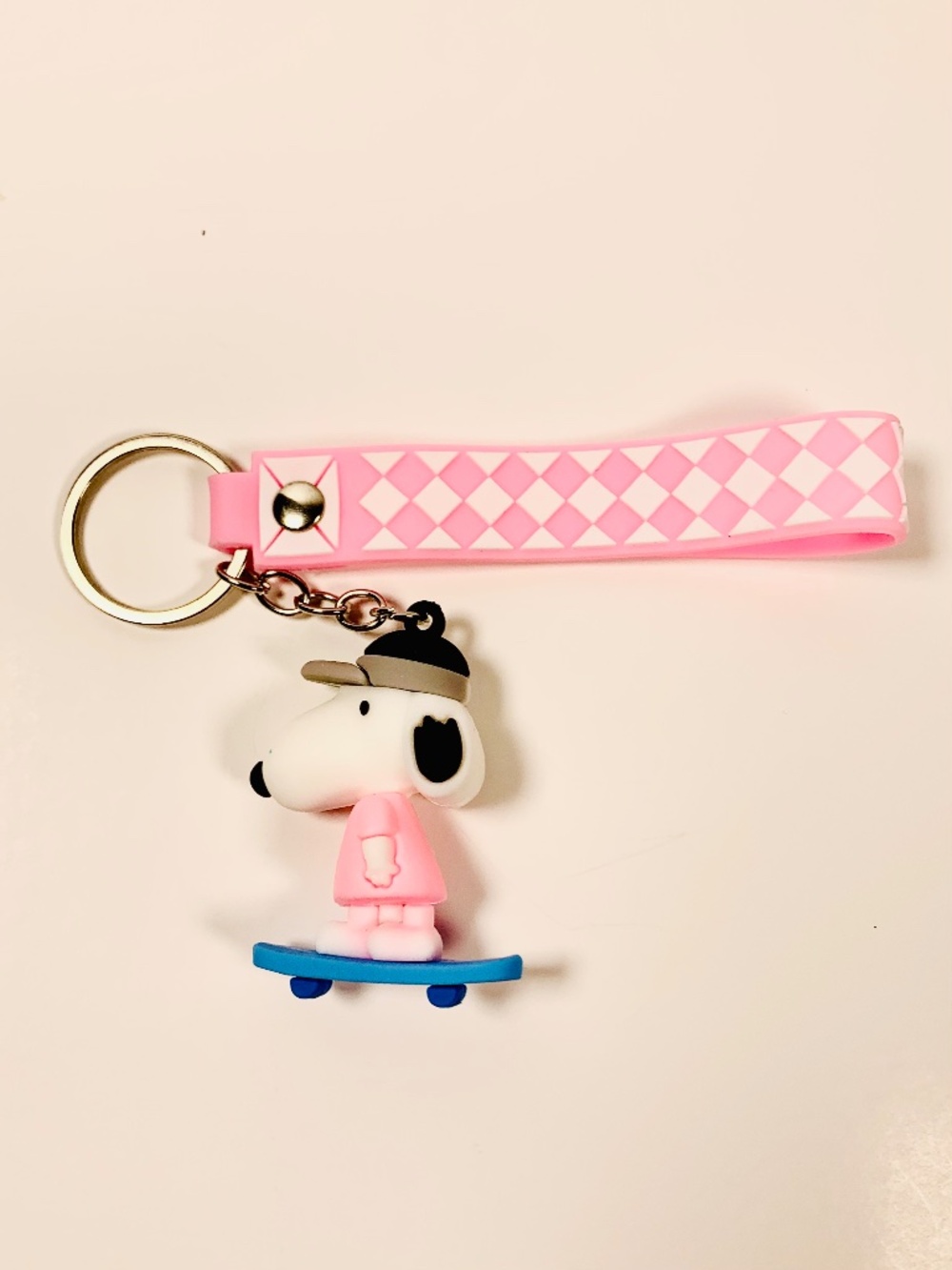3D Snoopy Peanuts on Skateboard pink blue keychain bag charm wristlet anime